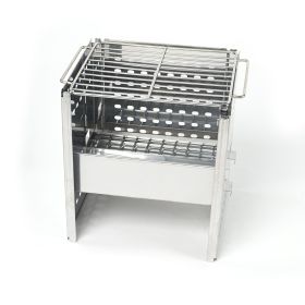 HAWOK Stainless Steel Folding Outdoor Stove with Carrying Bag and Stainless Steel Grill, 8.7"L x 7.5"W x 9.5"H, Portable Wood Burning Grill