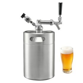 170oz Mini Keg, Pressurized Growler Tap System, 304 Stainless Steel Beer Kit, with Co2 Regulator, Self-Closing Faucet